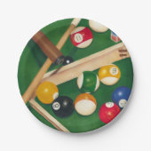 Lebensechte Billard-Tabelle mit Bällen und Kreide Pappteller (Vorderseite)