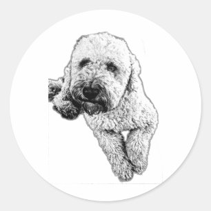 Lebensechter Lagotto-Welpen-Tinten-Kunstaufkleber Runder Aufkleber