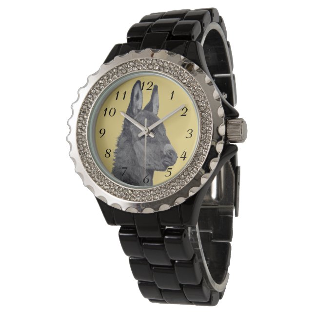 lebensechter zeichn des niedlichen Esels Armbanduhr (Schrägansicht)