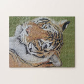 lebensechtes Portrait der großen Tigerkatze Puzzle (Horizontal)