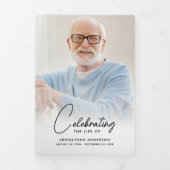 Lebensfeier 14-Foto Schwarz-Weiß-Beerdigung Dreifach-gefaltete Programmkarte (Cover)