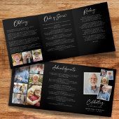 Lebensfeier 14-Foto Schwarz-Weiß-Beerdigung Dreifach-gefaltete Programmkarte