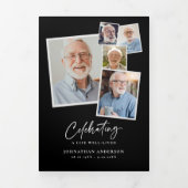 Lebensfeier 14-Foto Schwarz-Weiß-Beerdigung Dreifach-gefaltete Programmkarte (Cover)