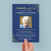 Lebensfeier | Beerdigung Memorial Blue Gold Einladung