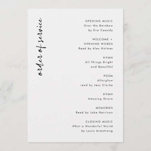 Lebensfeier | Beerdigungsauftrag Programm (Rückseite)