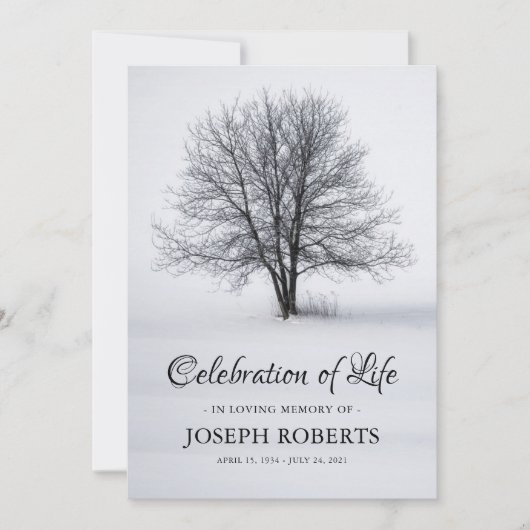 Lebensfeier | Beerdigungsbaum Einladung (Vorderseite)