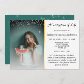 Lebensfeier Elegante und geschmackvolle Beerdigung Einladung (Vorne/Hinten)