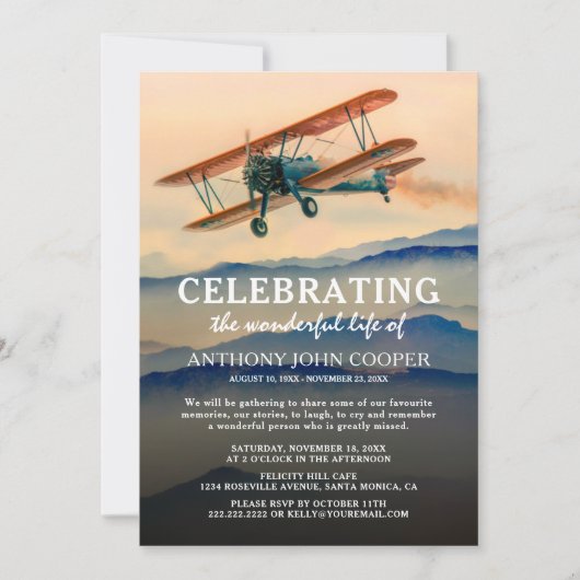 Lebensfeier | Gedenkfeier für Piloten Einladung (Vorderseite)