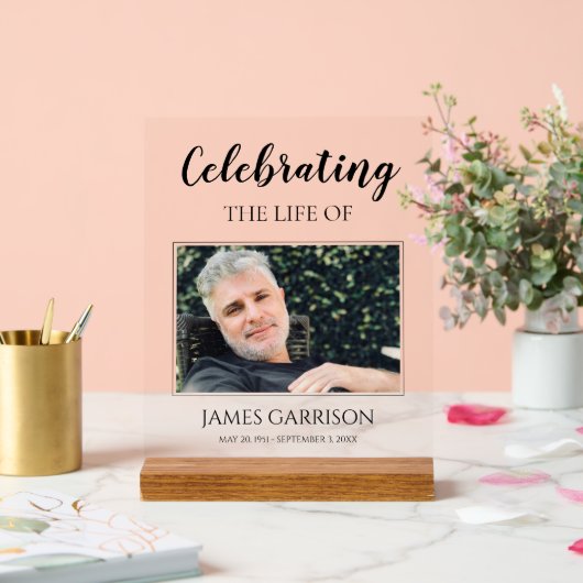 Lebensfeier mit einem Foto Acrylschild (Hochzeit)