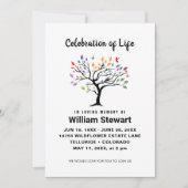 Lebensfeier | Moderner Bestattungsfarbbaum Einladung (Vorderseite)