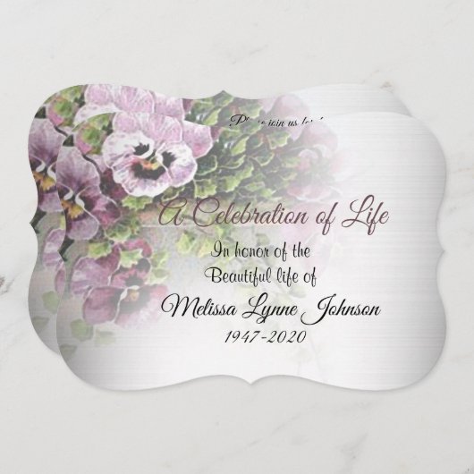 Lebensfeier , Pansy Garden Einladung (Vorne/Hinten)