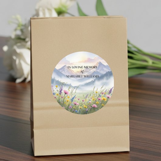Lebensfeier Wildblumen Berge Runder Aufkleber