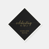 Lebensfeiern | Elegante Gold Script Memorial Serviette (Ecke)