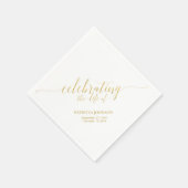 Lebensfeiern | Elegante Gold Script Memorial Serviette (Ecke)