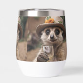 "Lebensfreude: Gran Meerkat genießt Glas Wein (Rückseite)