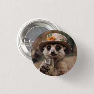 "Lebensfreude: Gran Meerkat genießt Glas Wein Button