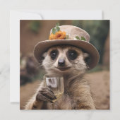 "Lebensfreude: Gran Meerkat genießt Glas Wein Einladung (Rückseite)