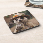 "Lebensfreude: Gran Meerkat genießt Glas Wein Getränkeuntersetzer (Linke Seite)