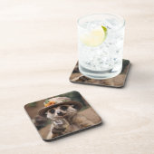 "Lebensfreude: Gran Meerkat genießt Glas Wein Getränkeuntersetzer (Rechte Seite)