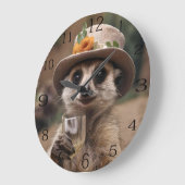 "Lebensfreude: Gran Meerkat genießt Glas Wein Große Wanduhr (Winkel)