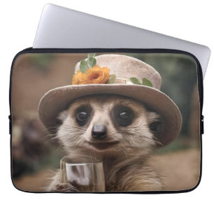 "Lebensfreude: Gran Meerkat genießt Glas Wein Laptopschutzhülle