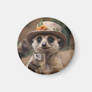 "Lebensfreude: Gran Meerkat genießt Glas Wein Magnet