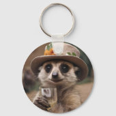 "Lebensfreude: Gran Meerkat genießt Glas Wein Schlüsselanhänger (Rückseite)