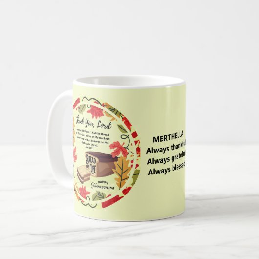 LEBENSGEFÜHL Danksagend Christlich Kaffeetasse (Vorderseite Links)