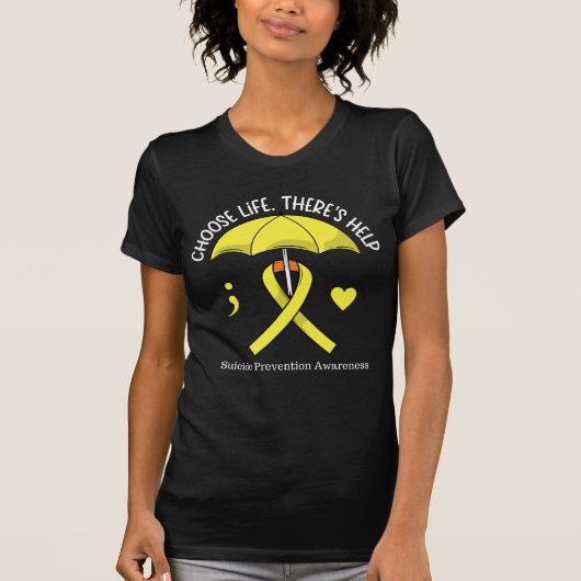 Lebensgelber Regenschirm Ribbon Selbstmord Bewusst T-Shirt (Vorderseite)