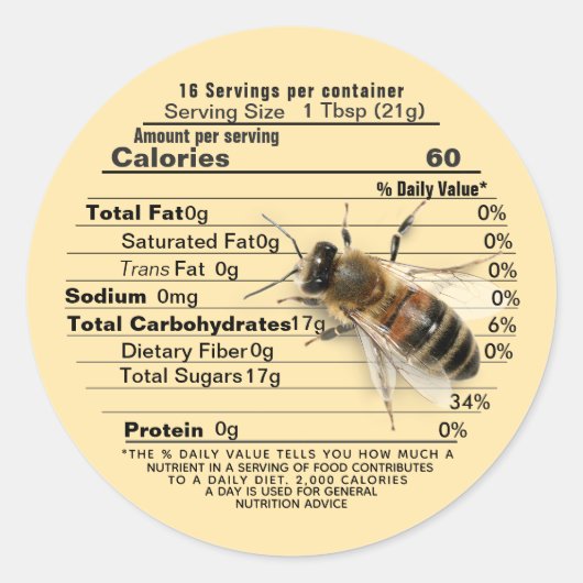 Lebensgröße Biene reine Honey Ernährung Fakt Gold  Runder Aufkleber (Vorderseite)