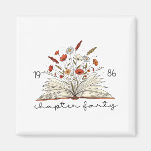 Lebenskapitel Vierzig 1986 Florales Buch 40. Gebur Magnet