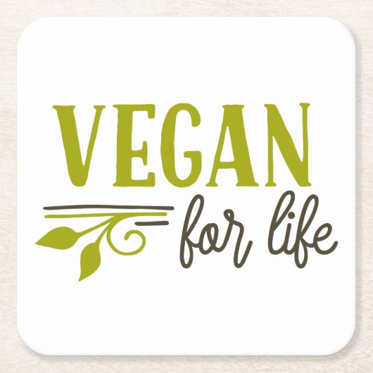 lebenslang vegan rechteckiger pappuntersetzer (Vorderseite)