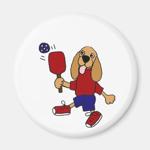 LEBENSLAUF, Cockerspaniel, der Pickleball Cartoon Magnet