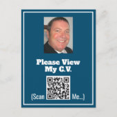 Lebenslauf mit Foto- und QR-Code auf einer Postkar Postkarte (Vorderseite)