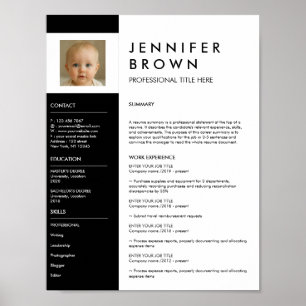 Lebenslauf Schwarz Weiß Fotografie Digital-Downloa Poster