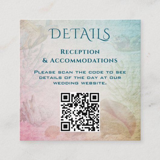 Lebensmeere Hochzeitdetails QR-Code Begleitkarte (Vorderseite)