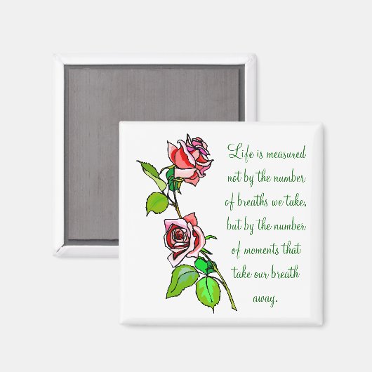 Lebensmessung der Rose Magnet (Vorderseite/Rückseite)