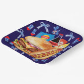 Lebensmittel auf der Platte Rotes Weiß und Blaues Pappteller (Gewinkelt)