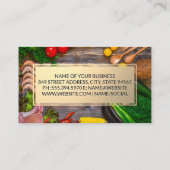 Lebensmittel auf Holztisch | Goldrahmen | Küchenge Visitenkarte (Rückseite)