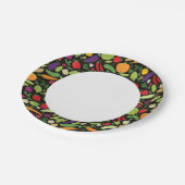 Lebensmittel auf schwarzem Hintergrund Pappteller (Schrägansicht)