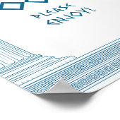 "Lebensmittel bitte genießen" Party mit blauen Spa Poster (Ecke)