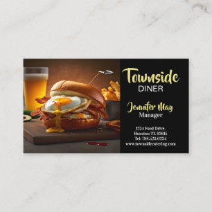 Lebensmittel Diner Hähnchen Speck Ei Burger Restau Visitenkarte