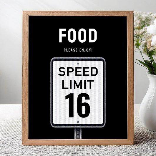 Lebensmittel-Eck-Schild 16. Geburtstag Geschwindig Poster