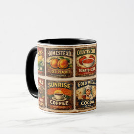 Lebensmittel-Etiketten im Vintage-Stil Tasse