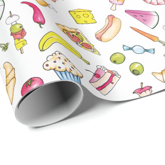 Lebensmittel Geschenkpapier (Rolleneckpunkt)