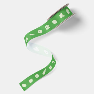 Lebensmittel-Icon-Muster | Editierbare Farbe Satinband