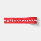 Lebensmittel-Icon-Muster | Editierbare Farbe Satinband (Vorderseite)