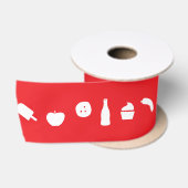 Lebensmittel-Icon-Muster | Editierbare Farbe Satinband (Spule)