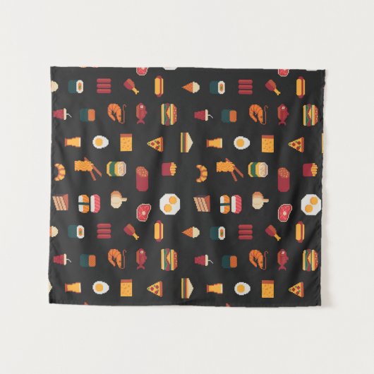 Lebensmittel nahtlos pixel art muster,gewebe textu wandteppich (Vorderseite (Horizontal))