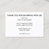 Lebensmittel Obst Veggies farbenfroh Vielen Dank b Visitenkarte (Rückseite)